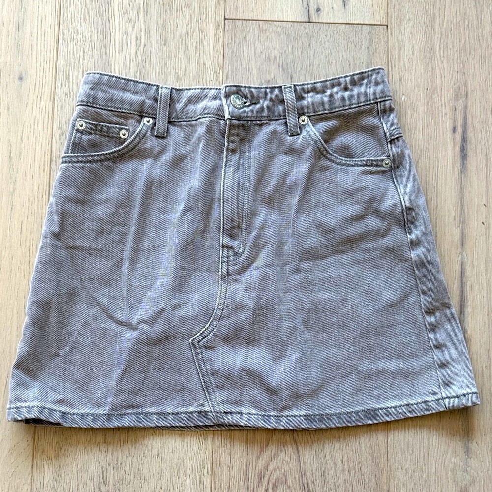 Topshop Grey Denim Mini Skirt